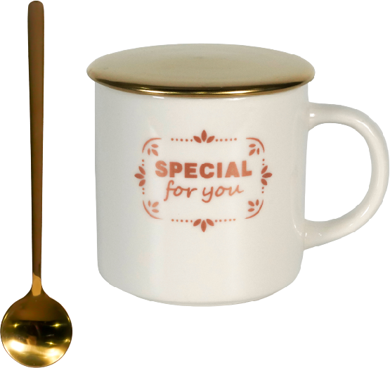 Чашка WESTHILL For You з кришкою та ложкою 360 мл Біла (MCO21-152)